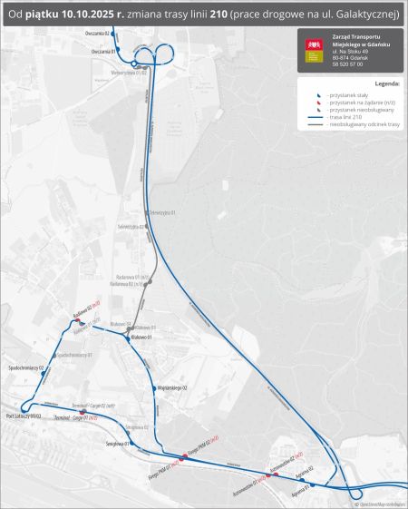 <h2><a href='news,14800,1.html'>Linia 210: tymczasowy objazd w zwizku z remontem ul. Galaktycznej w Osowej</a></h2>