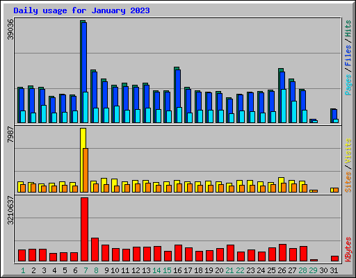 Daily usage for January 2023