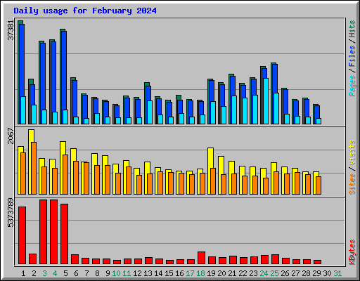 Daily usage for February 2024