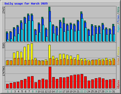 Daily usage for March 2025