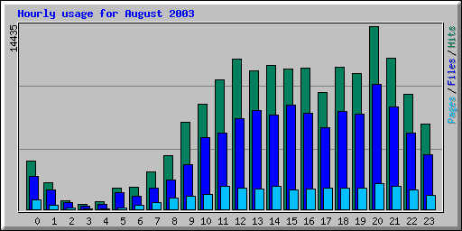 Hourly usage for August 2003